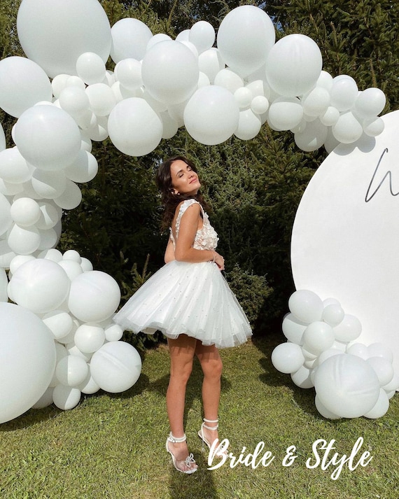 Short wedding dress Lace wedding dress short Babydoll wedding dress with deep V neckline and V back Backless short bridal dress