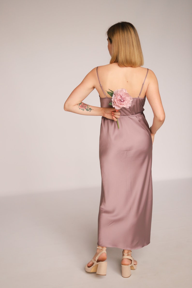 Dusty Rose Silk Dress Dusty Rose Slip Silk Dress Bridesmaid Etsy