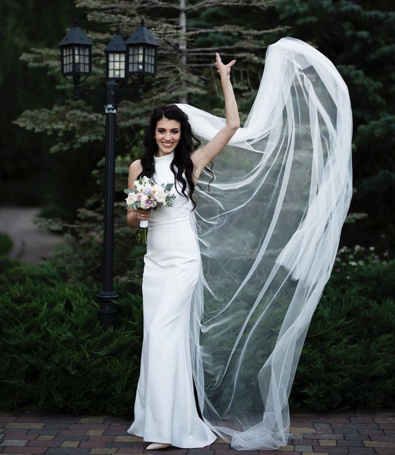 Elegant Long Cathedral Soft Tulle Wedding Veil Yalice 2 Tier/2T Cathedral Wedding Veils Long 118 main image 4