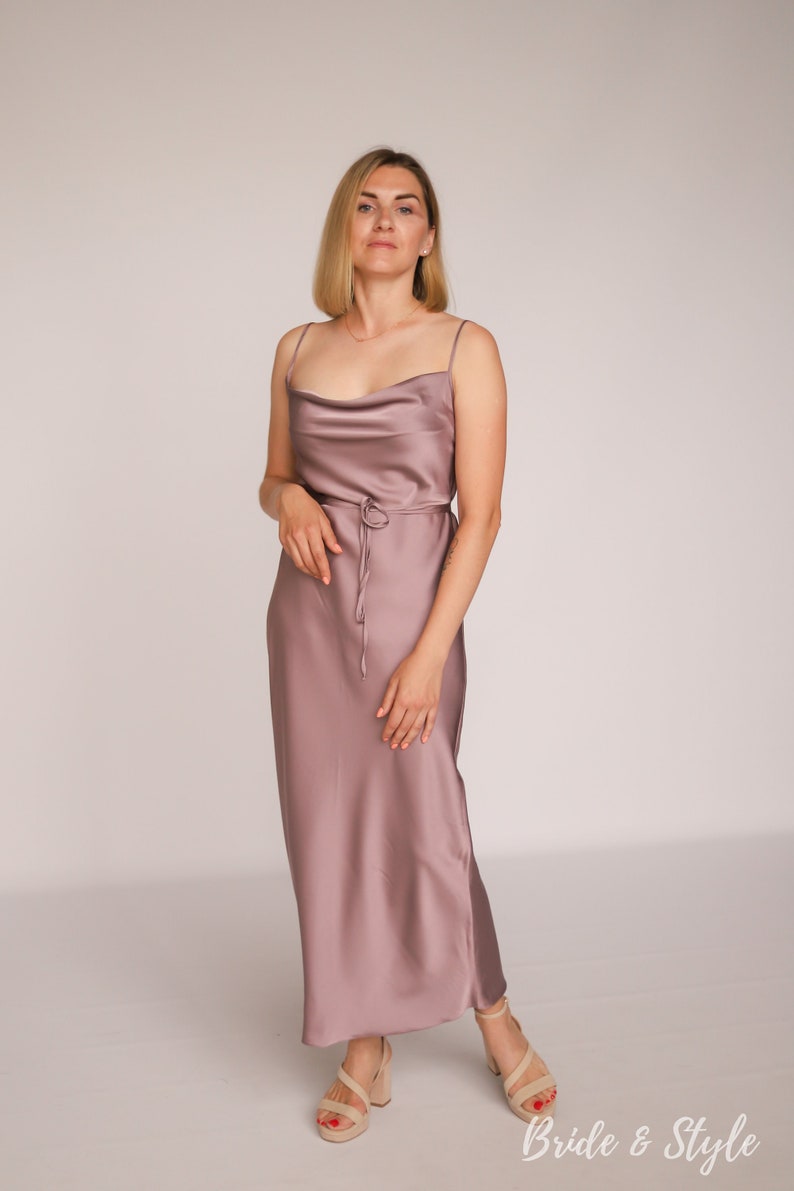 Dusty Rose Silk Dress Dusty Rose Slip Silk Dress Bridesmaid Etsy