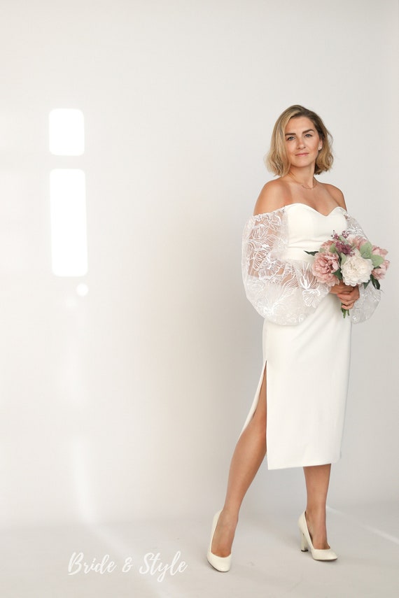 short wedding dress sweetheart neckline MEYLIN | Short wedding dress with sweetheart neckline