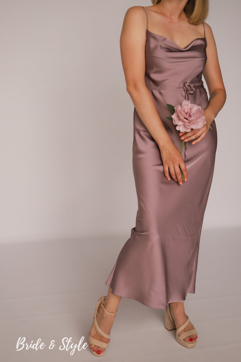 Dusty Rose Silk Dress Dusty Rose Slip Silk Dress Bridesmaid Etsy