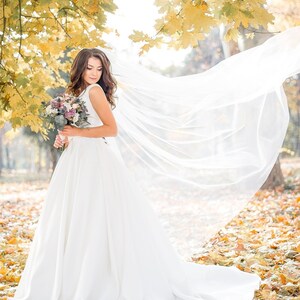 Ivory Cathedral Wedding Veil: Long Soft Tulle Bridal Veil