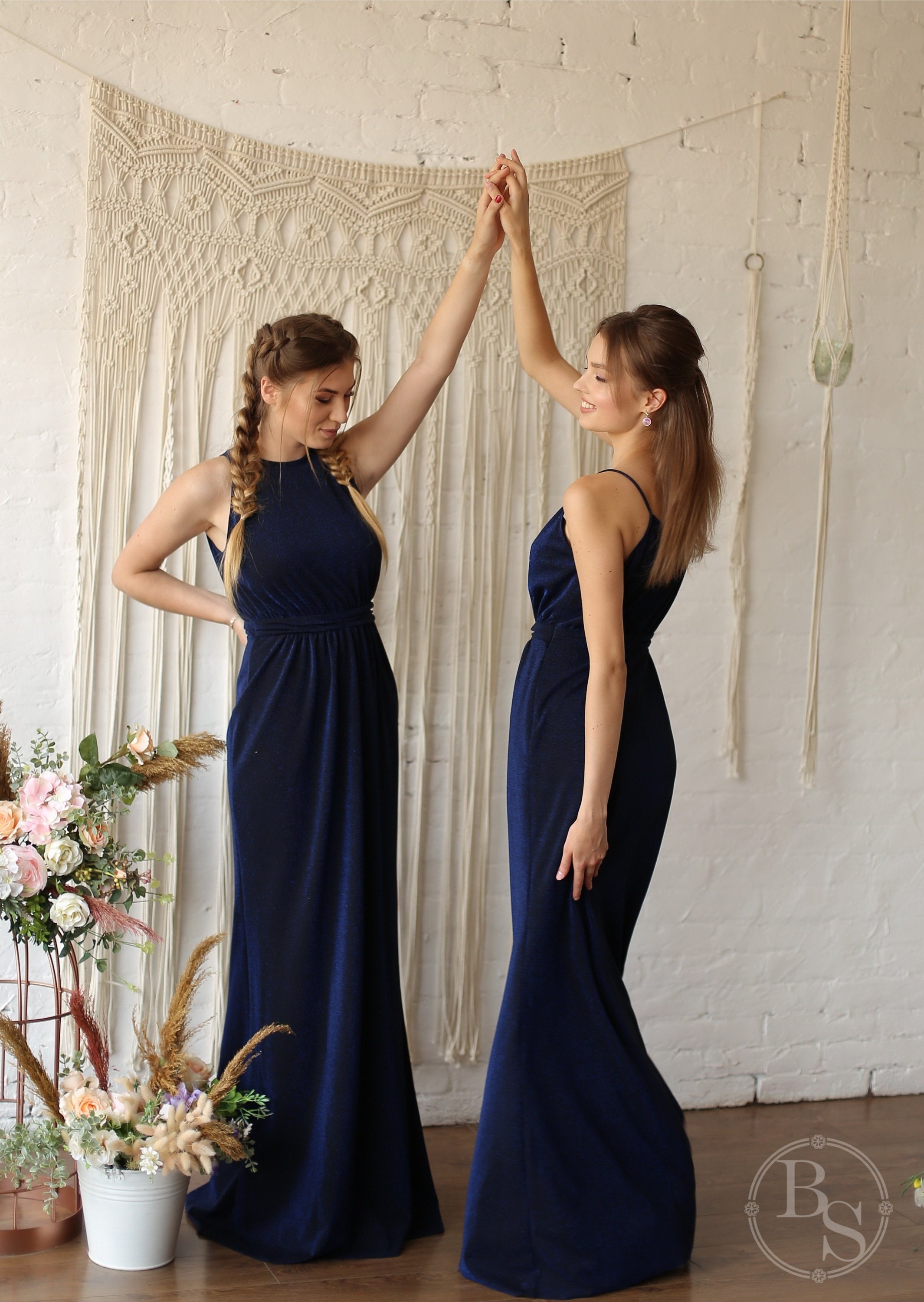 Blue Bridesmaid dress Glitter Bridesmaids dresses Royal blue maxi evening gown Blue Maternity dress Amber