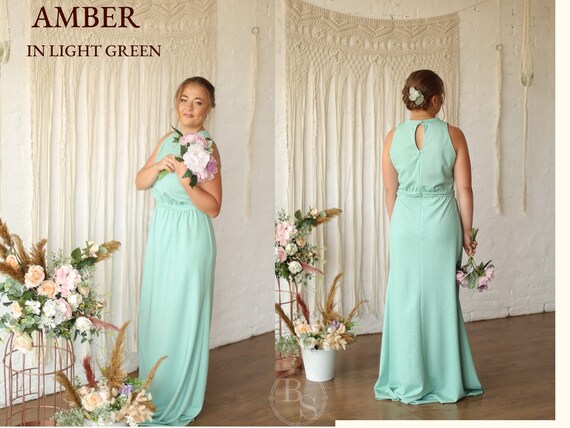 Light Green Jersey Bridesmaid Dress: Plus Size Lurex Evening Gown - Etsy Light Green Jersey Bridesmaid Dress: Plus Size Lurex Evening Gown - Etsy