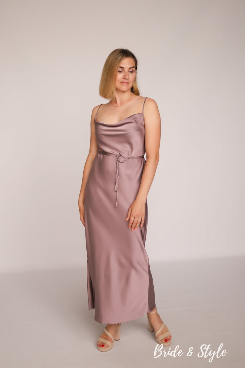 Dusty Rose Silk Dress Dusty Rose Slip Silk Dress Bridesmaid Etsy