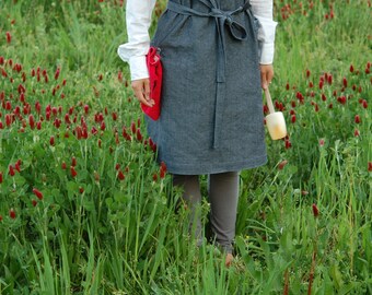 Navy Denim Bakery Apron, Neckless Unisex Cotton Apron