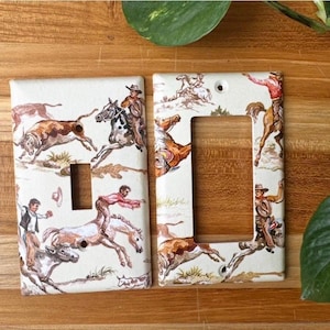 Western Country Light Switch Plate Home Decor Homeowner Gift Horseback Riding House Warming Cowboys Cow Horses Bull Decor Farm Bedroom
