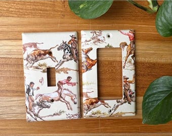 Western Country Light Switch Plate Home Decor Homeowner Gift Horseback Riding House Warming Cowboys Cow Horses Bull Decor Farm Bedroom