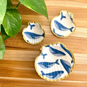 Whale Shell Art Scallop Trinket Dish Ring Holder Beach Home Decor Jewelry Holder Nautical Home Decor Seashell Gift Ocean Decor Gift for Her