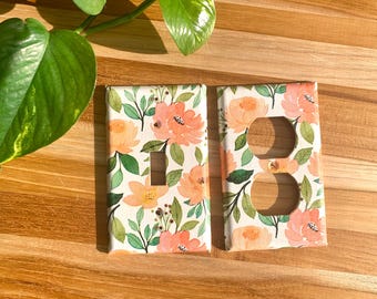 Blumen Lichtschalter Platte Abdeckung Blume Wohnkultur Floral Wohndekor Mädchen Kinderzimmer Rose Wohnkultur rosa Dekor Blushing Pink Fabrikneue Steckdose Abdeckung