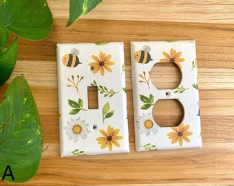 Hummel Biene Gänseblümchen Blume Lichtschalter Plattenabdeckung Bee Wohnkultur Cottage Kern Honigbiene Kinderzimmer Biene Baby-Dusche Geschenk Blume Steckdose Abdeckung