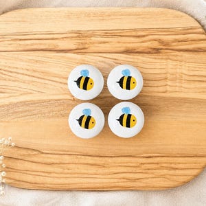 Handmade Bumble Bee Cabinet Knob Woodland Style Drawer Pull White Decorative Knob Bee Decor Farmhouse Home Decor Farmhouse Decor Bee Nursery