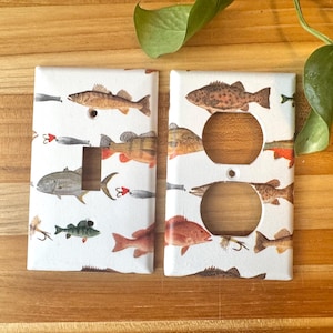 Fish Light Switch Plate Outlet Cover Fish Decor Fresh Water Fish Fish Bedroom Fish Nursery Country Nursery Lake Decor Lake House Fishing