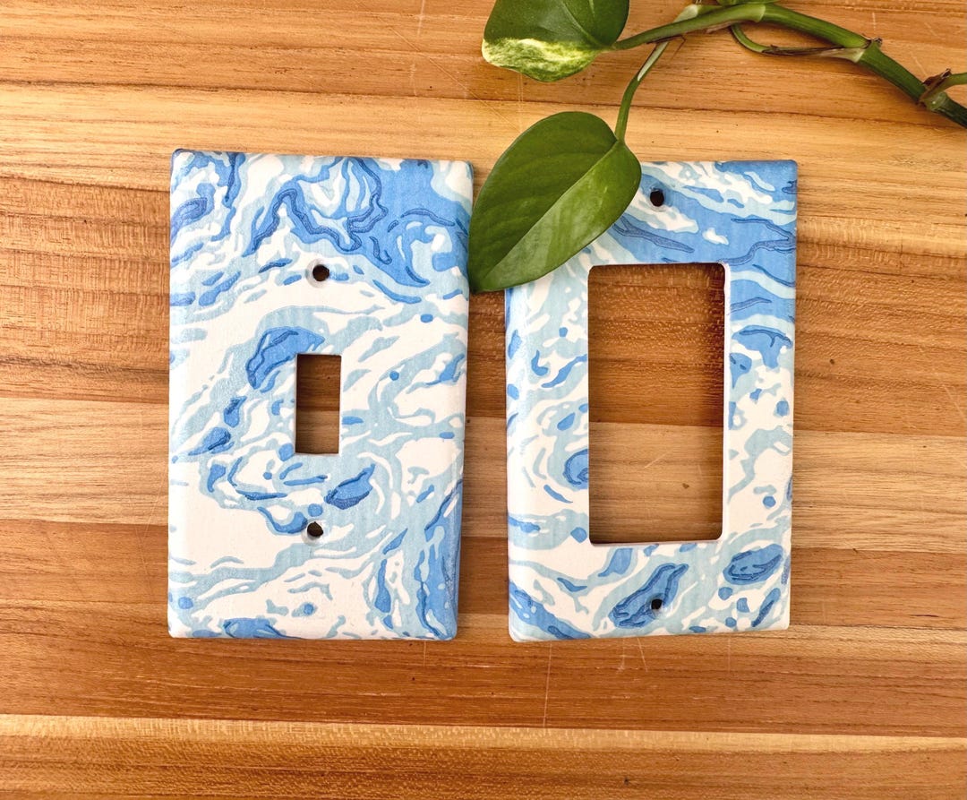Antique Blue Design Metal Light Switch Plate Covers and Outlet Covers
