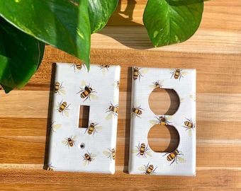 Placa de interruptor de luz con diseño de abejorro, decoración del hogar, regalo para el propietario, mejora del hogar, casa de abeja reina, colmena, guardería de abejas, regalo para baby shower