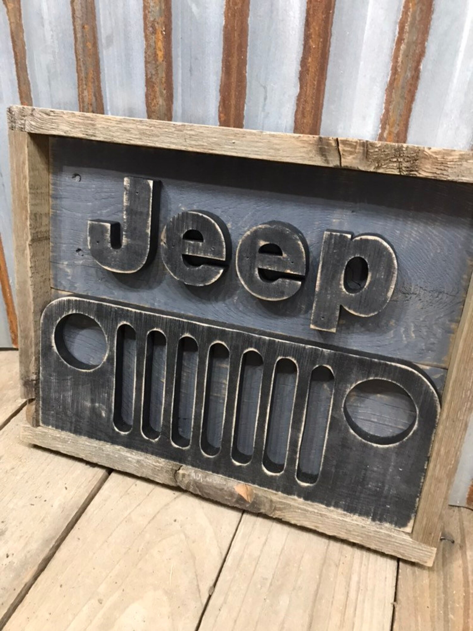 Rustic Pallet Jeep Decor Jeep Sign Wood Sign Jeep Grill Etsy