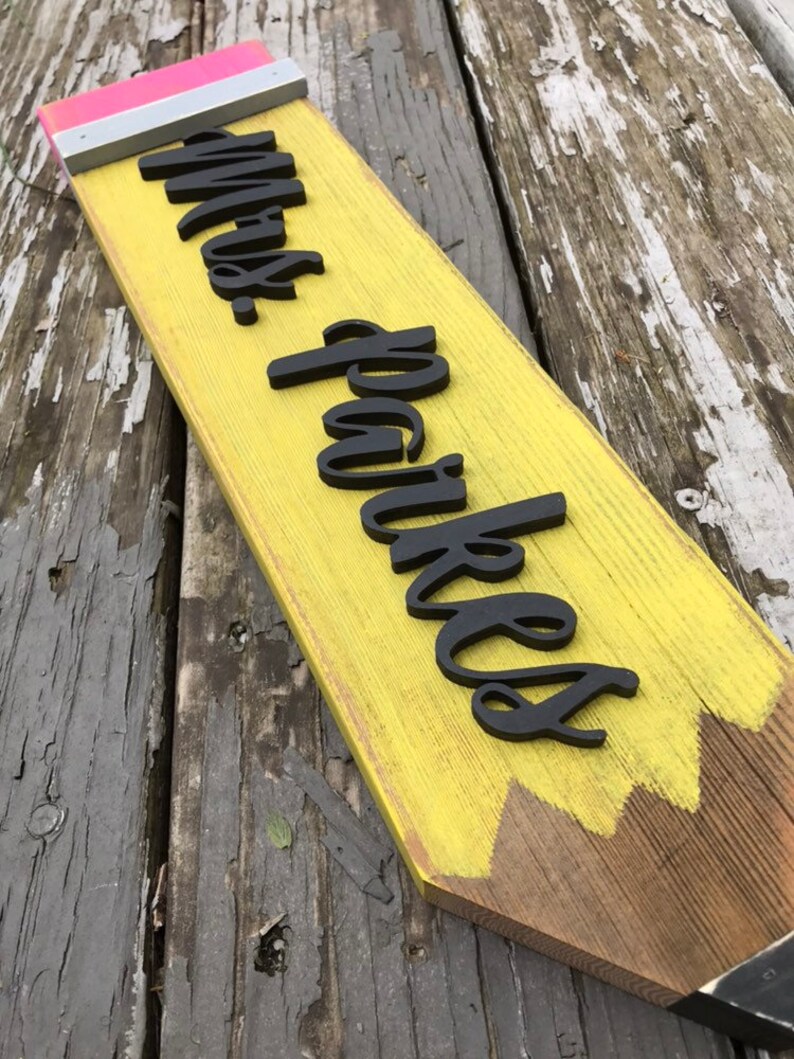 Wood Pencils Personalized Teacher Signs Teacher Gifts Etsy