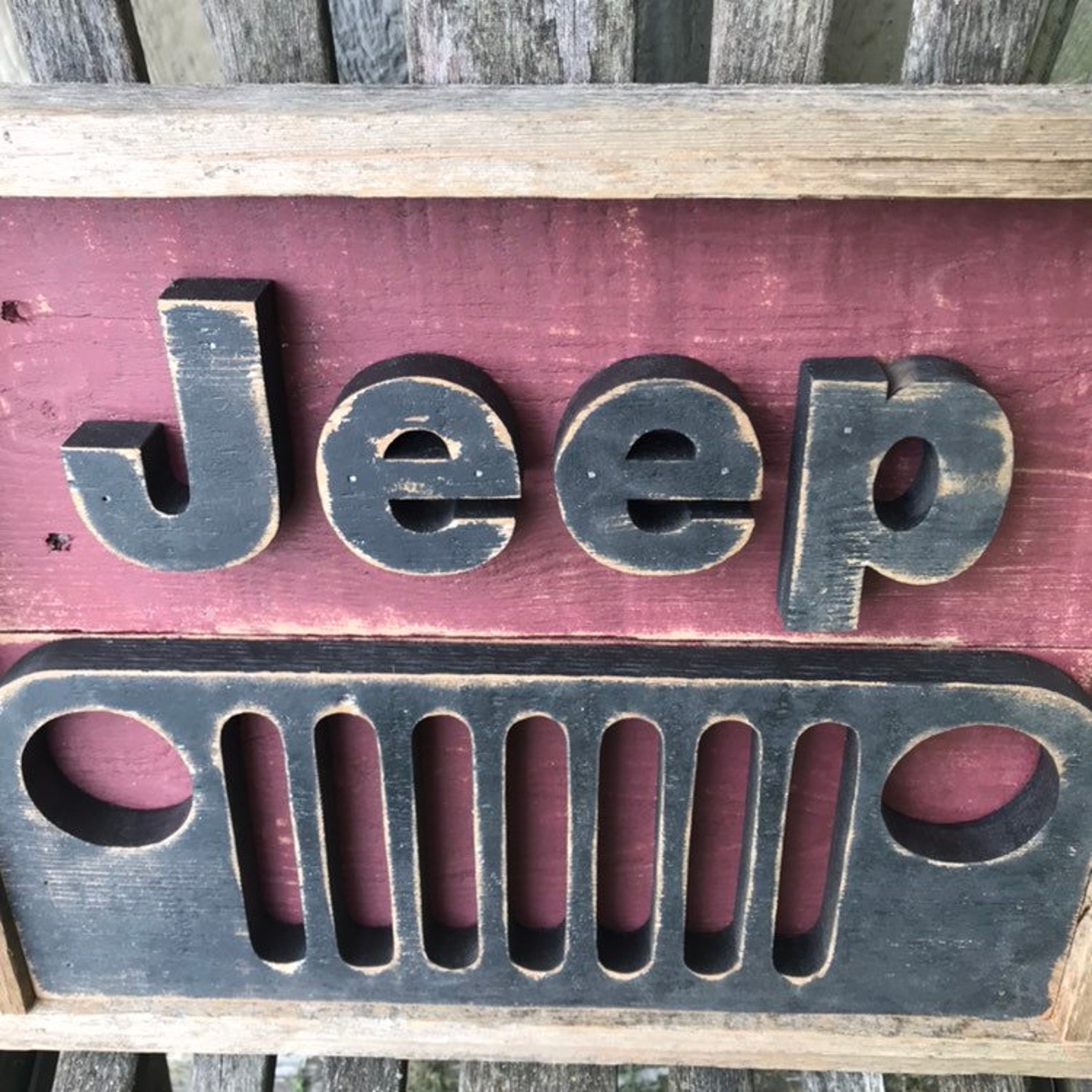 Rustic Pallet Jeep Decor Jeep Sign Wood Sign Jeep Grill Etsy