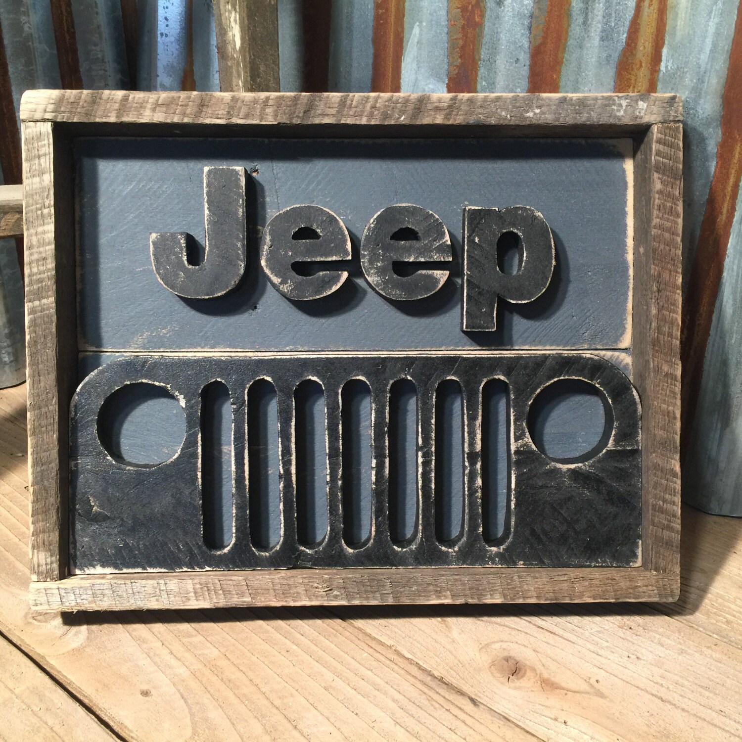 Rustic Pallet Jeep Decor Jeep Sign Wood Sign Jeep Grill Etsy