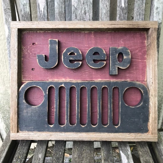 Rustic Pallet Jeep Decor Jeep Sign Wood Sign Jeep Grill Etsy