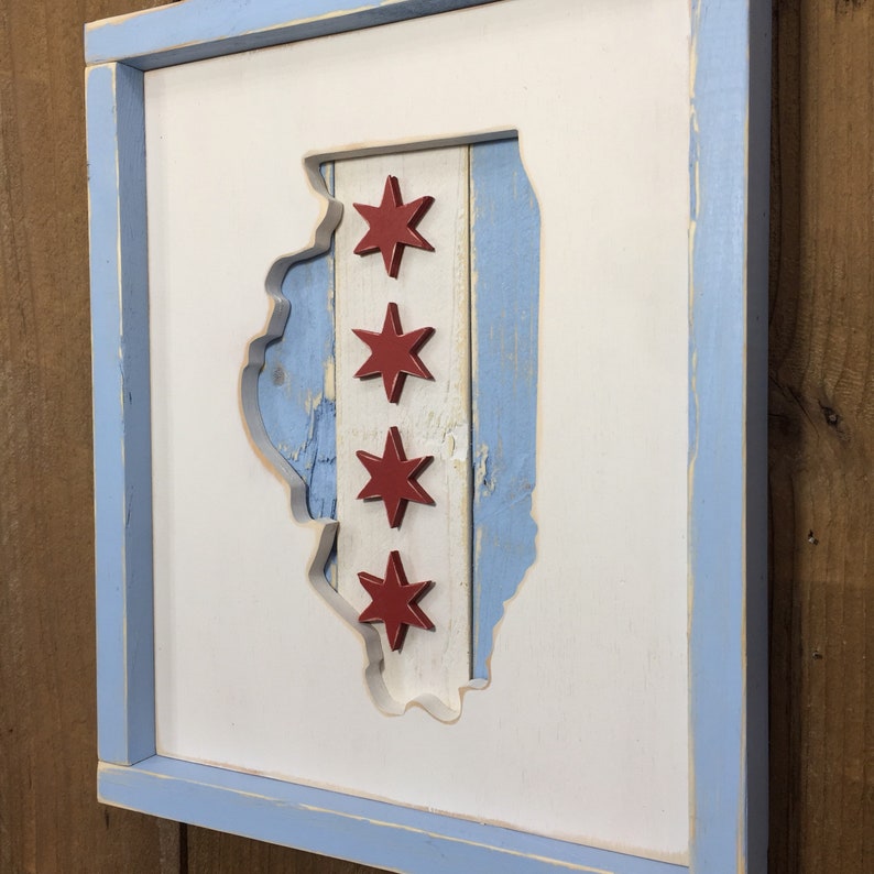 Handmade Chicago Pallet Flag Wood Sign Illinois Wall Art Etsy