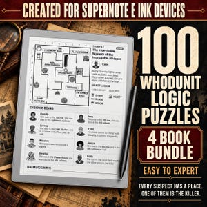 Pacchetto di puzzle logici gialli Supernote di Ratta, 100 casi investigativi, 4 PDF