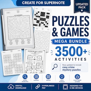 Supernoteパズル＆ゲームメガバンドル - 3500以上のアクティビティ、ワードサーチ、数独、迷路 - 即時ダウンロード