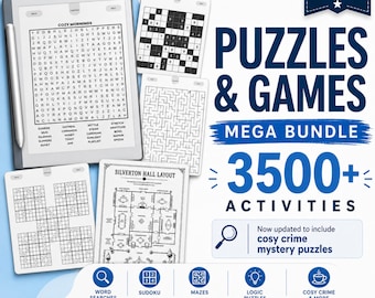 Supernote Puzzle and Games Megabundle - 3500+ Activities, Wordsearch, Sudoku, Mazes - Instant Download