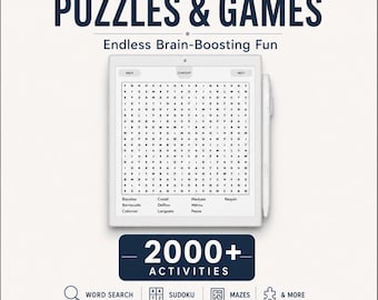Supernote Puzzle und Spiele Megabundle - 2000+ Aktivitäten, Wortsuche, Sudoku, Labyrinth - Sofort Download