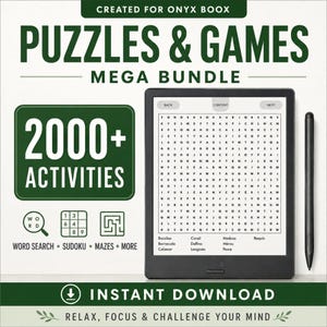 Onyx Boox パズル＆ゲーム | 2000種類以上のアクティビティを収録したデジタルバンドル（PDF）