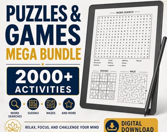 Kindle Scribe Colorsoft Puzzle Games | 2000+ Activities – Sudoku, Crosswords, Wordsearch & Mazes (Digital Templates)