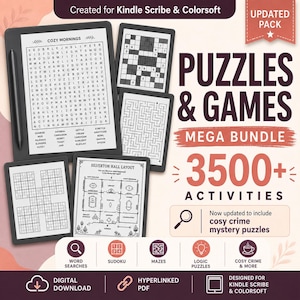Kindle Scribe Colorsoft Puzzle Games | 3500+ Activities – Sudoku, Crosswords, Wordsearch & Mazes (Digital Templates)