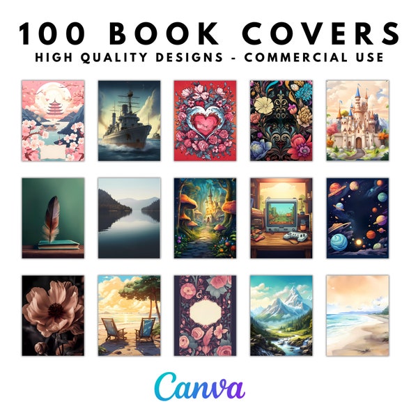 100 Book Cover Design/ Ebook, High Quality Bundle - Canva Templates (Amazon KDP Template; 8.5x11 inches) Commercial Use