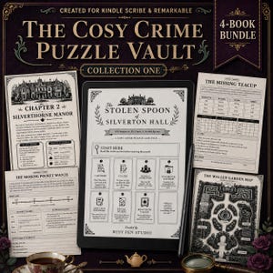 reMarkable 2 en Kindle Scribe E-Ink Mysteriepuzzelbundel - 4 PDF's met hyperlinks naar gezellige misdaadverhalen