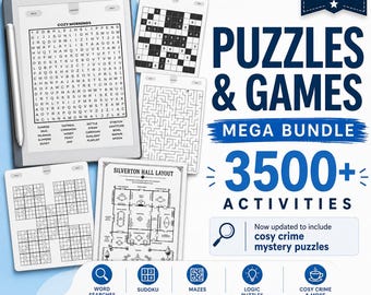 reMarkable 1, 2 en Paper Pro, Paper Pure Puzzelspellenbundel - Een enorme set van meer dan 3500 activiteiten (woordzoekers, sudoku, kruiswoordpuzzels en meer)