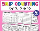 Skip Counting Worksheet Bundle PDF | First Grade Math Worksheet Packet | Math Worksheets 1st Grade to Teach Skip Counting By 2, 5, and 10