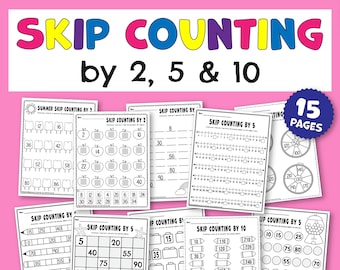 Skip Counting Worksheet Bundle PDF | First Grade Math Worksheet Packet | Math Worksheets 1st Grade to Teach Skip Counting By 2, 5, and 10