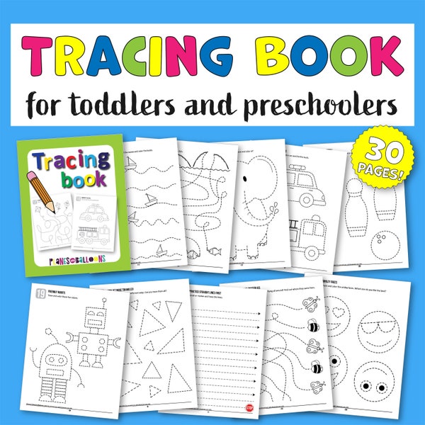 Preschool Tracing Worksheets | Tracing Pictures And Lines Activities For Toddlers And Preschoolers | Preschool and Toddler Worksheets PDF