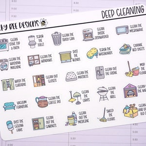 25 Deep Cleaning Icon Planner Stickers, Stickers for Planning, Doodle Stickers, Cleaning Stickers