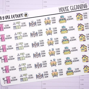 30 House Cleaning Icon Planner Stickers, Stickers for Planning, Doodle Stickers, Cleaning Stickers