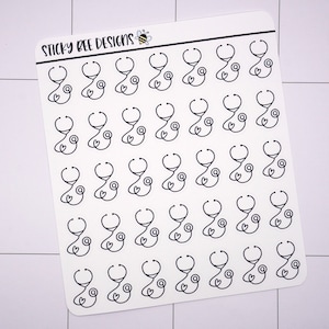 35 Stethoscope Doctor Icon Planner Stickers, Stickers for Planning, Minimalist Stickers, Black and White Icon Stickers