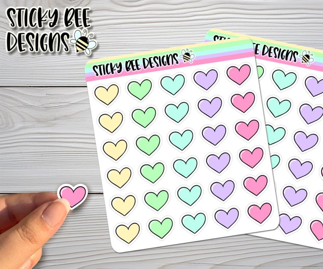 30 Heart Icon Planner Stickers, Stickers for Planning, Rainbow Stickers ...