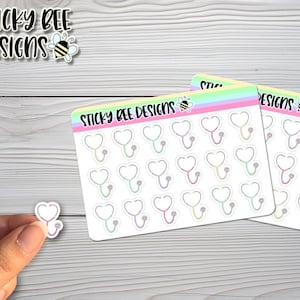 Mini Sheet, 18 Stethoscope Icon Planner Stickers, Stickers for Planning, Rainbow Stickers, Hand Drawn