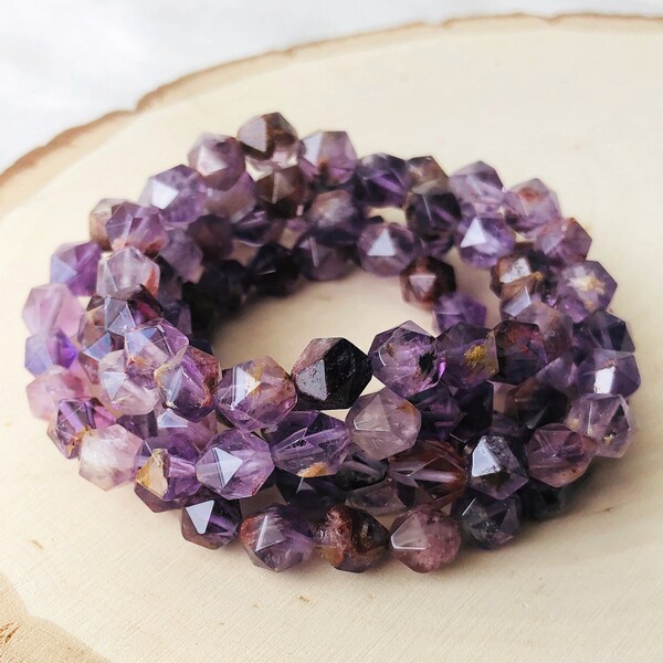 Star Cut Super 7 / Melody Stone GLOW designs Yoga + Meditation Wrist Mala Gemstone Healing Stackable Bracelet