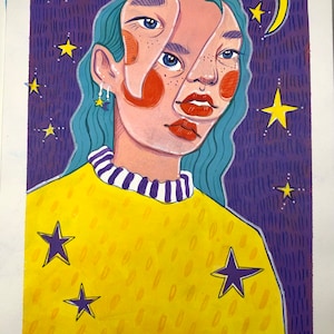 SPLIT ~ A4 Acrylic Gouache Signed Original Painting