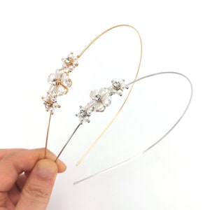 pearl rhinestone flower metal headband thin woman headband floral hairband for women hair accessories