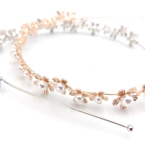 Pearl embellished metal headband flower thin woman headband hairband for women hair accessories