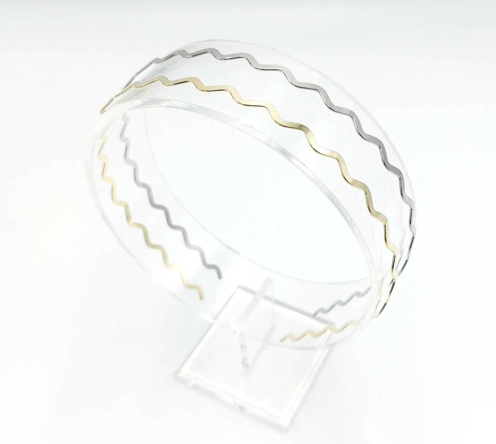 Set of 2 zigzag metal headband thin woman headband hairband Etsy