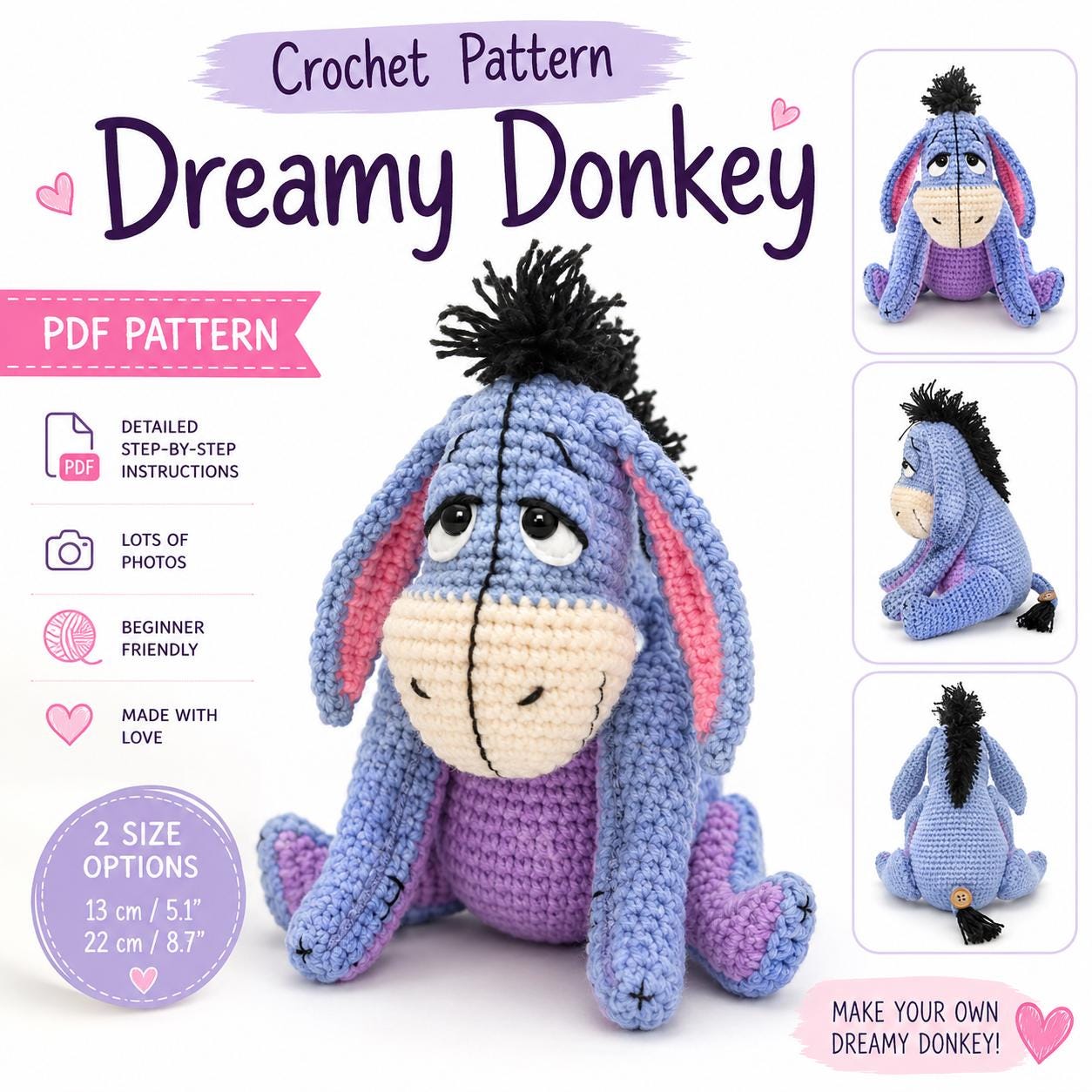 Dreamy Donkey Amigurumi Farm Animal Tutorial